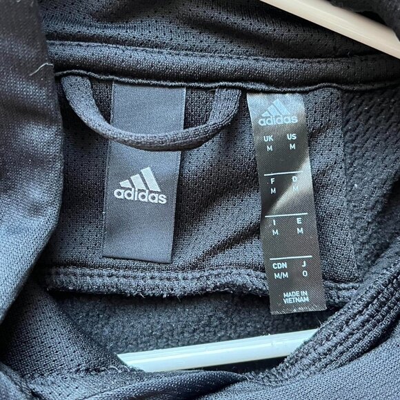 Adidas Black Hoodie With Japanese Text Mens M Streetwear Hipster Skater Jacket - Picture 3 of 6